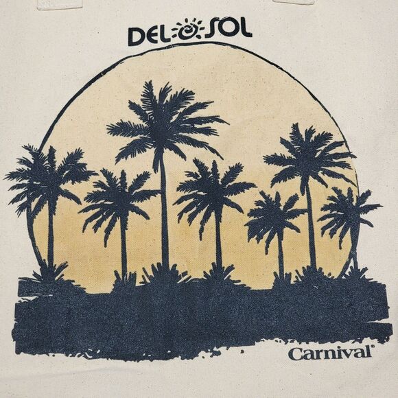 Del Sol Carnival Cruise Lines Canvas Tote / Bag Palm Tree Scene - Picture 2 of 8